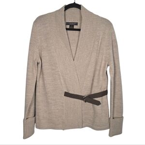A. Giannetti Beige Cardigan with Dark Brown Accent